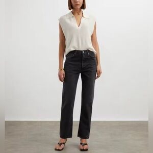 Women’s AGOLDE Jeans Size 32 Faded Black Lana Straight Leg High Rise Button Fly
